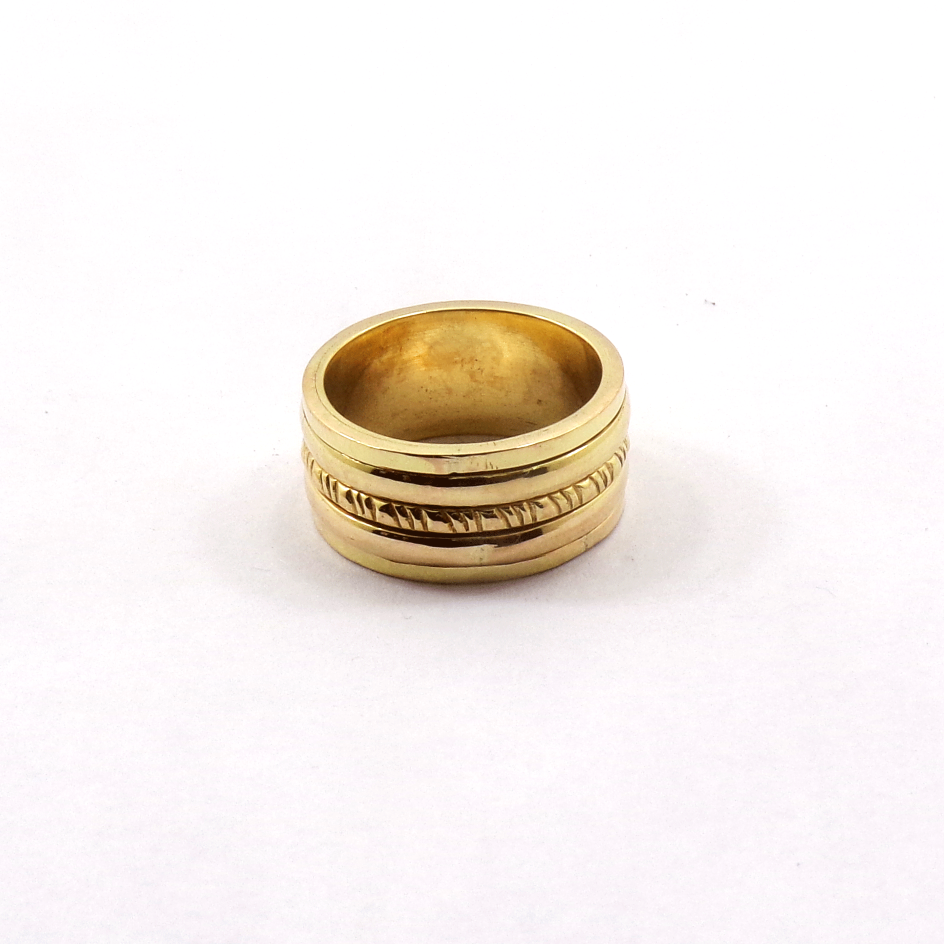 Ring Size - 8 Brass Spinner Ring X - BSPR998 18K Gold Plated Brass Fidget Rings Chunky Wide Band & Wire Spinner Ring